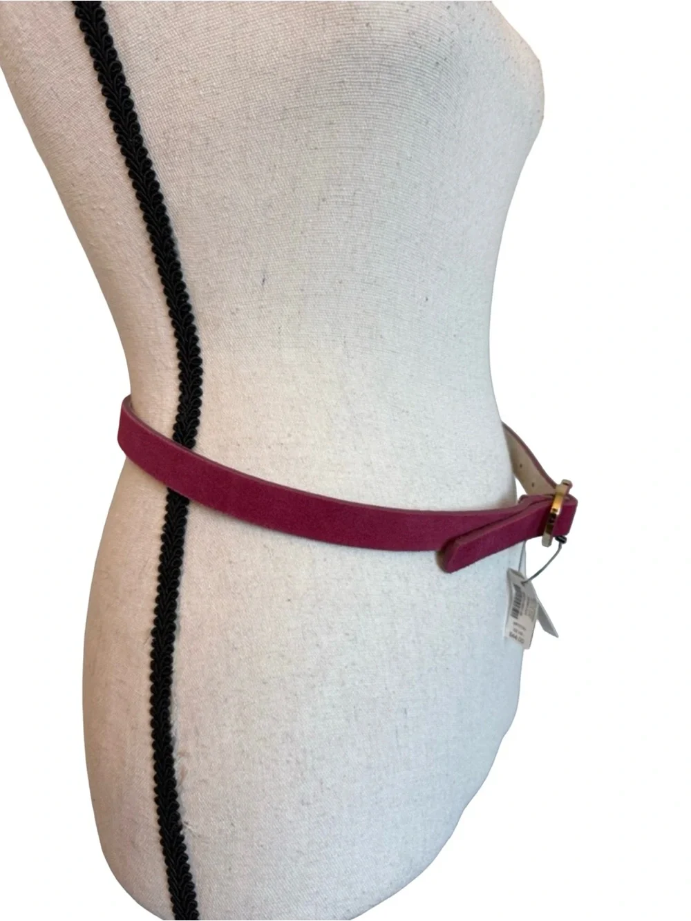 White House Black Market XS Pink Leather Belt Gold Circle Buckle NWT $44